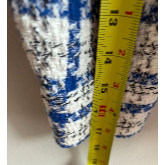 LCW Vision Womens Long Sleeve Button Down Shirt Jacket White Blue Plaid Sz M/L - Picture 7 of 10